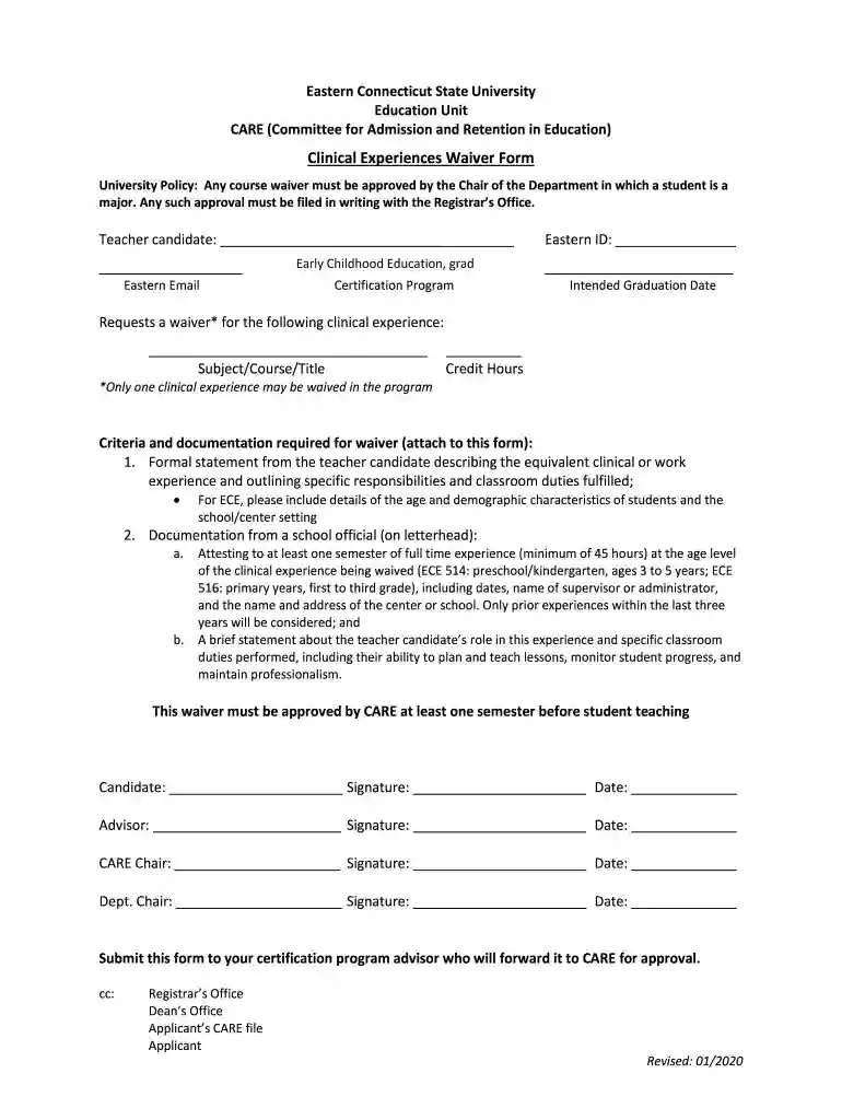 experiences waiver Preview on Page 1