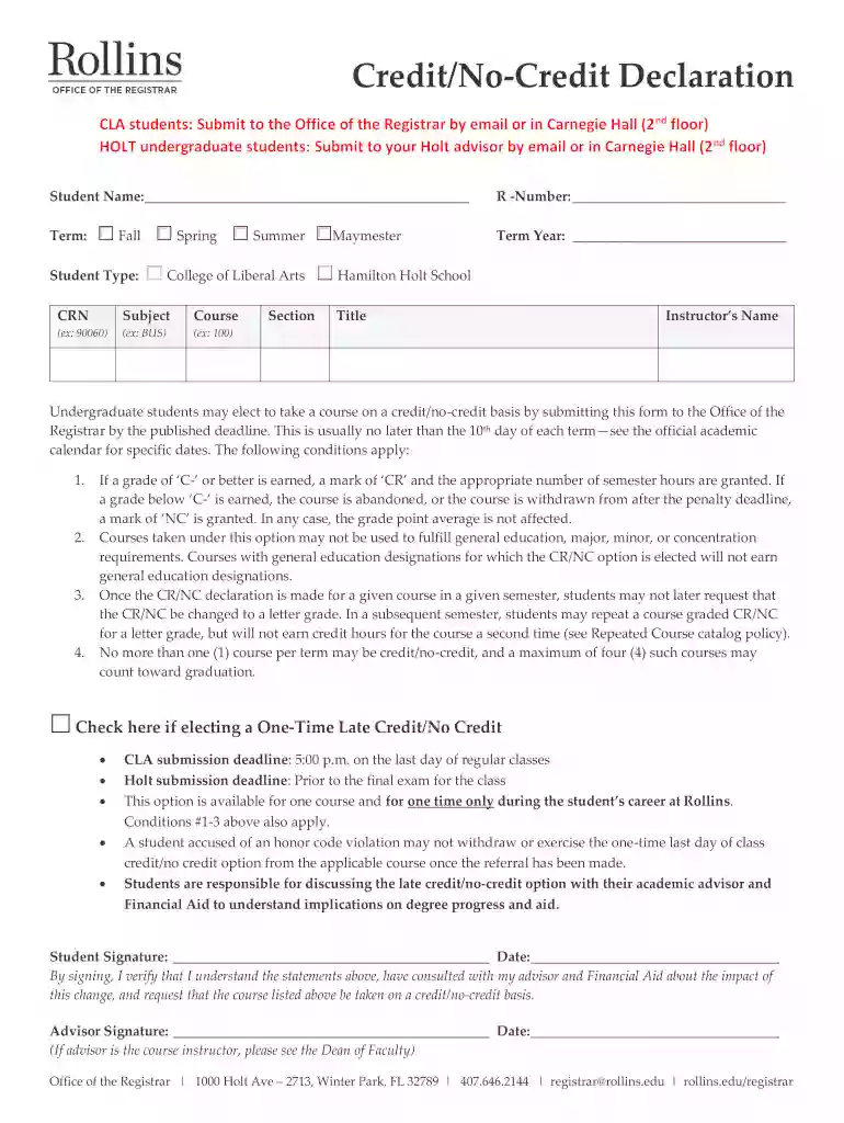 no credit declaration Preview on Page 1