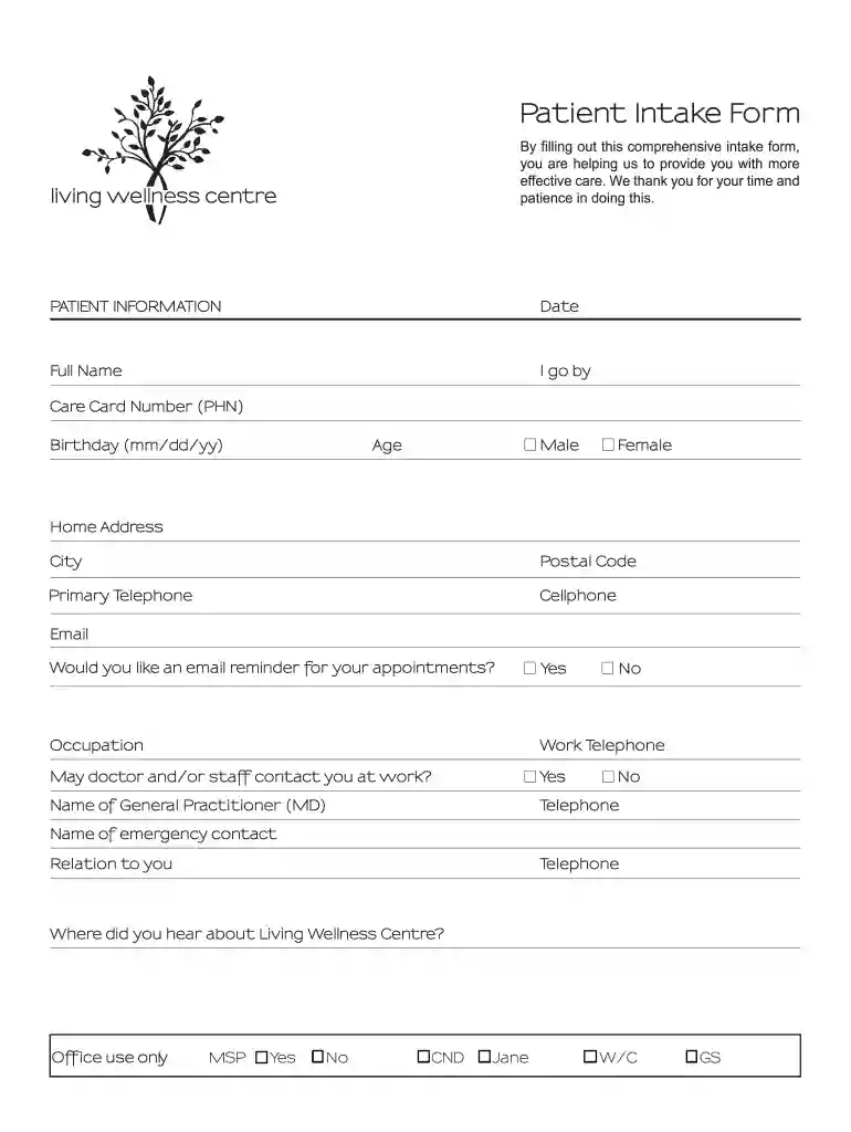 Social work intake form template - Fill Out and Sign Preview on Page 1