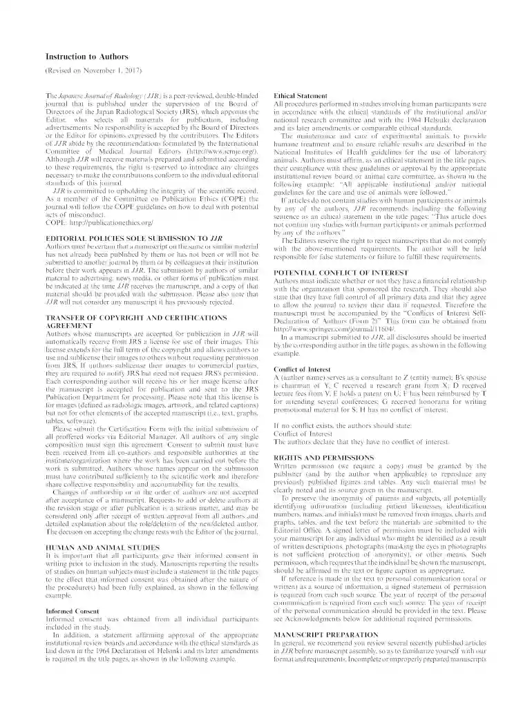 Guide for authors - Journal of Radiology Nursing - ISSN Preview on Page 1