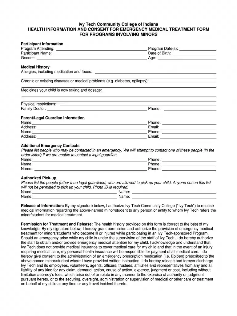 Ivy Tech Community College of Indiana HEALTH INFORMATION Preview on Page 1