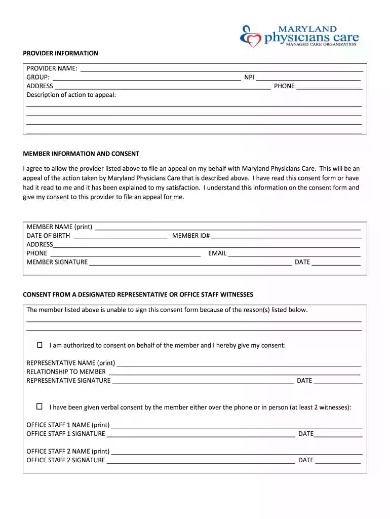 APPEAL CONSENT FORM Preview on Page 1