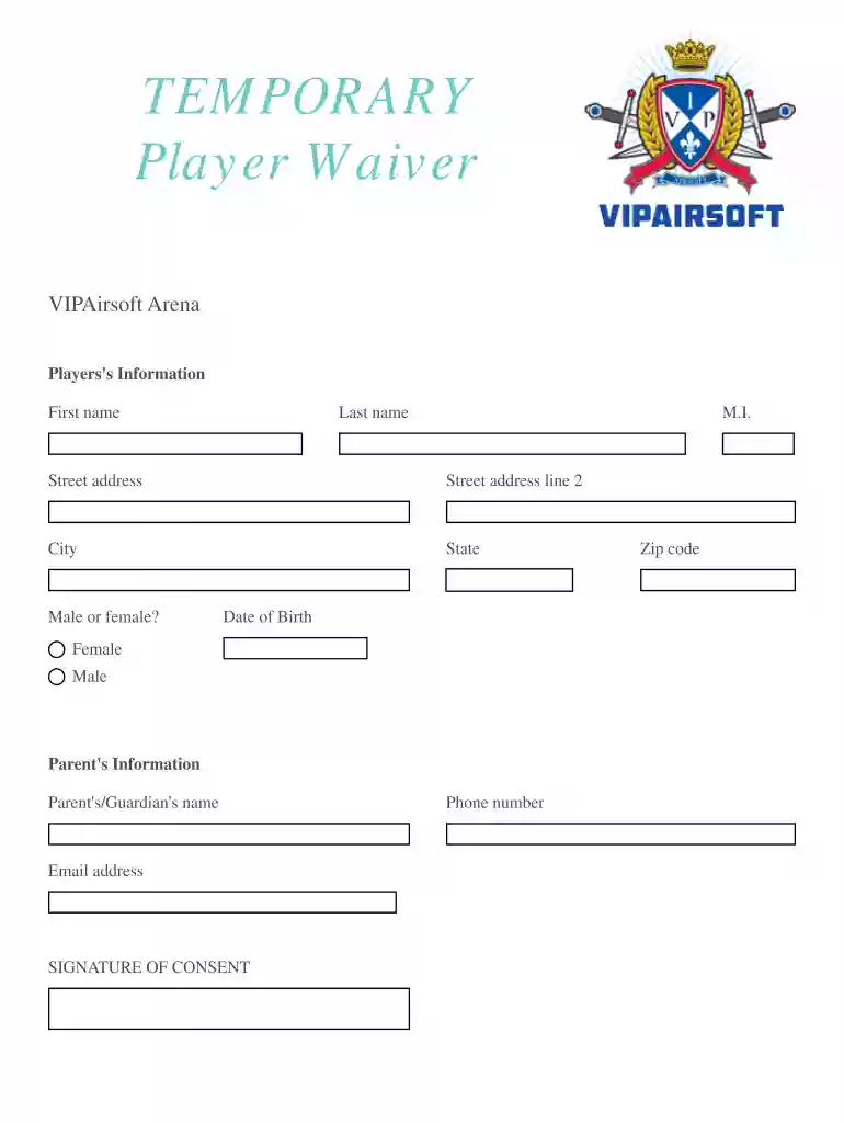 TEMPORARY Player Waiver - VIP Airsoft Preview on Page 1