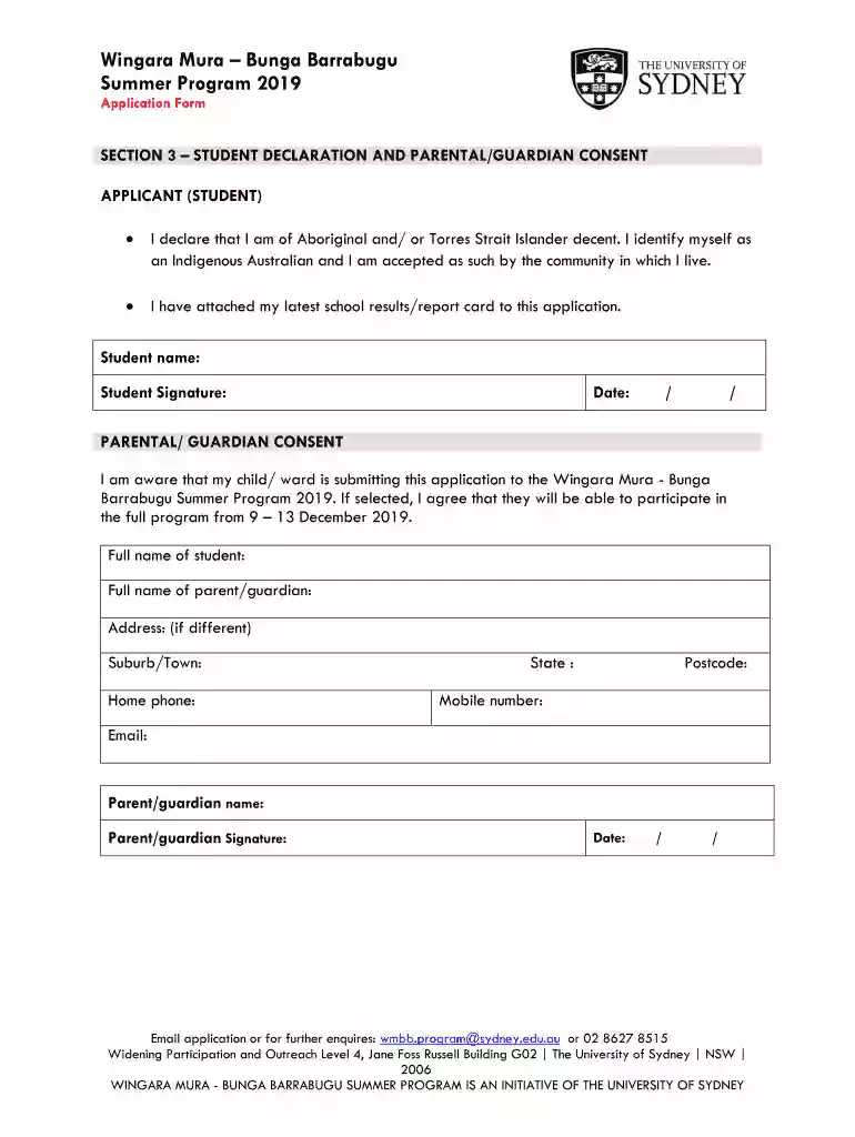 parents declaration form Preview on Page 1