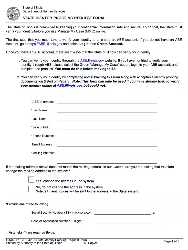 state identity proofing request form - DHS Preview on Page 1