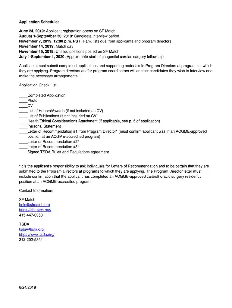 Congenital Cardiac Surgery Fellowship Match - TSDA Preview on Page 1