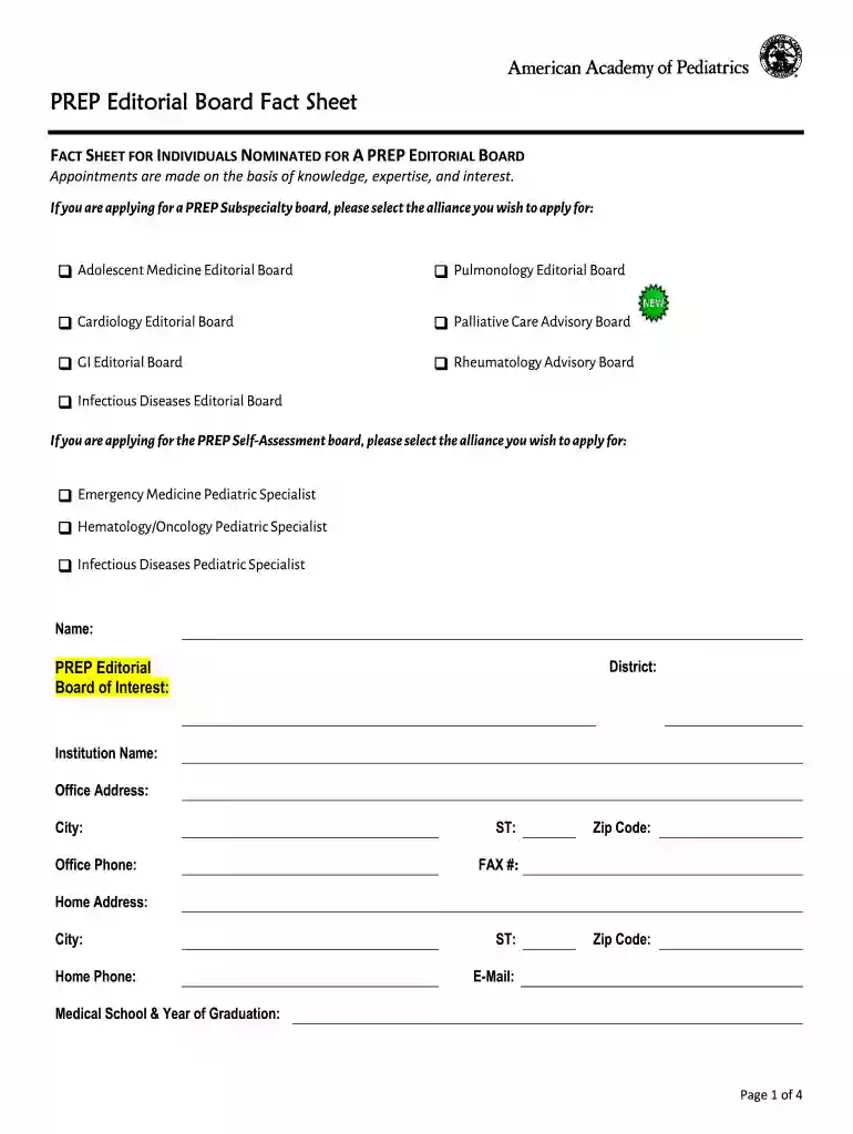PREP Editorial Board Fact Sheet - AAP Preview on Page 1