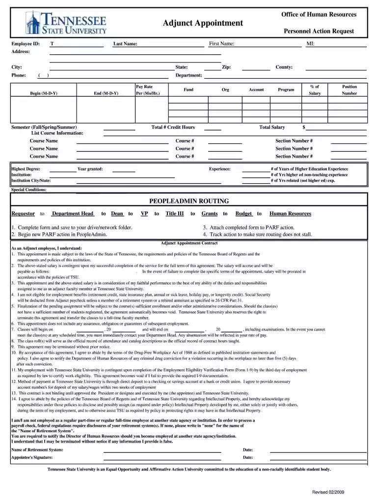 tennessee state university adjunct Preview on Page 1