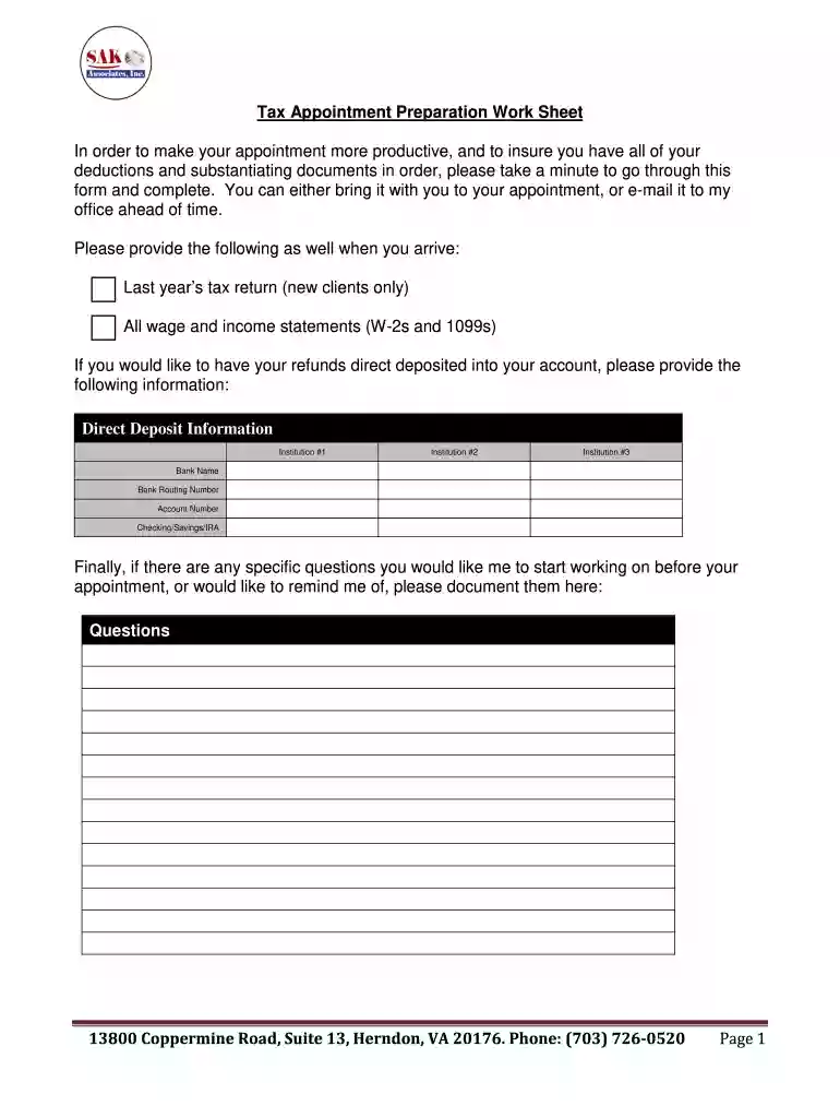 Tax Preparation Worksheets Excel And Tax Return Preview on Page 1
