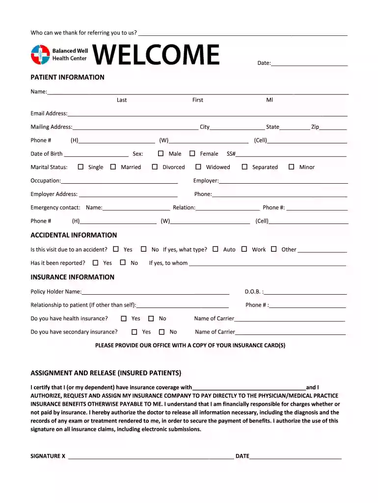 Download First Time Visit Form - Landerhaven Dental Preview on Page 1