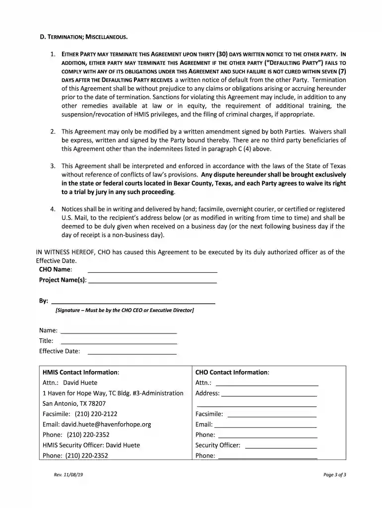 (Agreement) For San Antonio Bexar County Continuum of Care Preview on Page 1