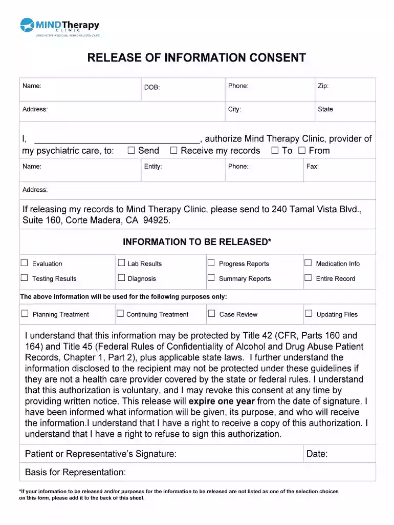 Authorization for Release of Health Information to AdvoCare Preview on Page 1