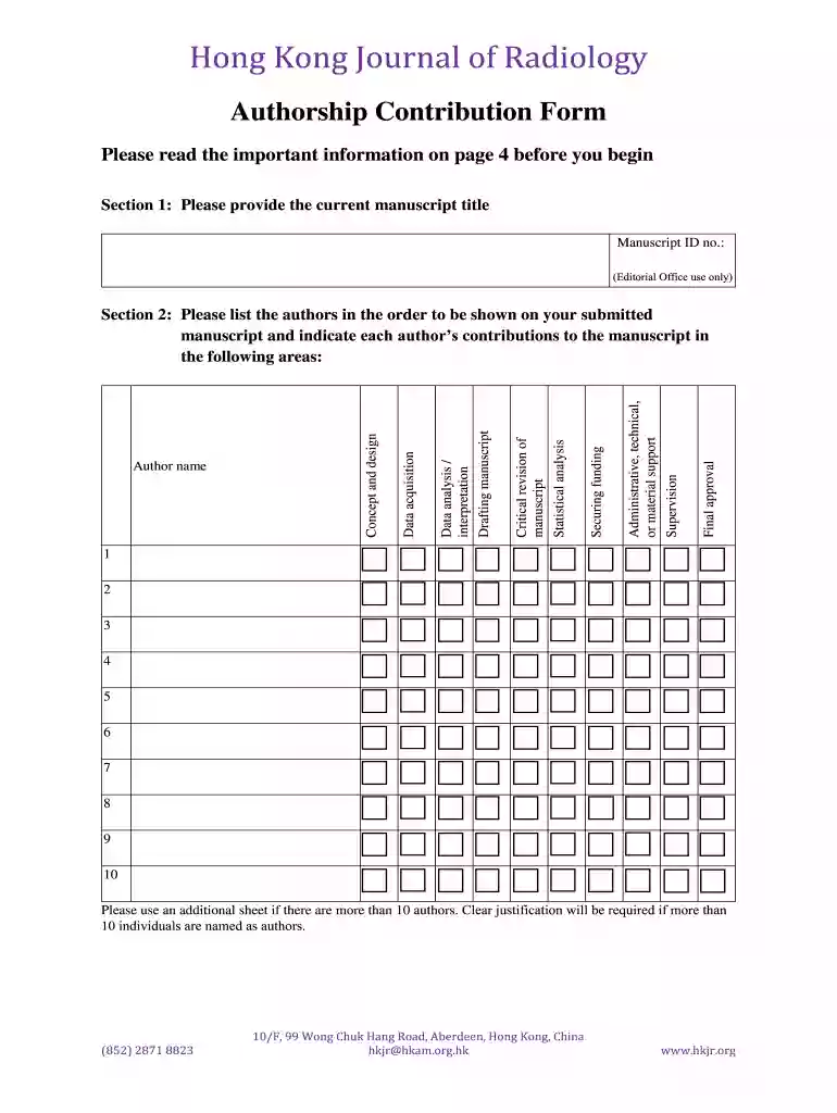 authorship contribution form Preview on Page 1