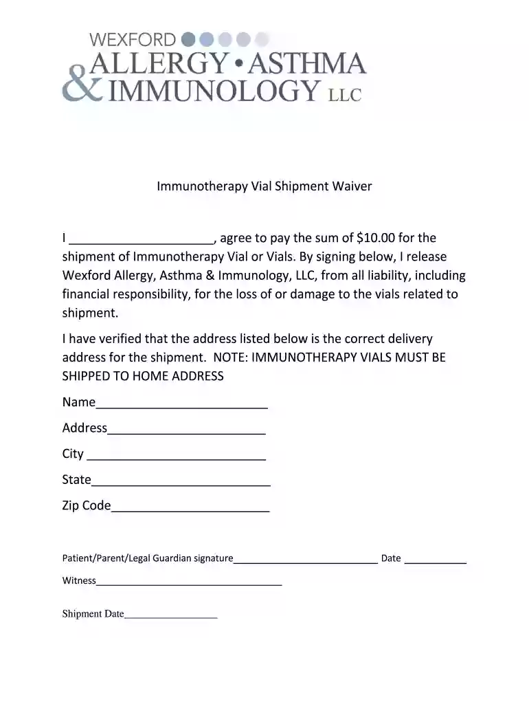 Immunotherapy Shipment Waiver Preview on Page 1