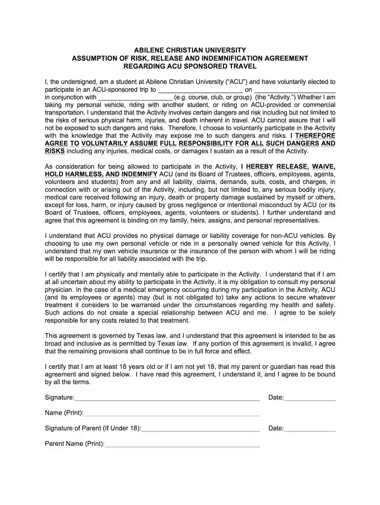 acu agreement Preview on Page 1
