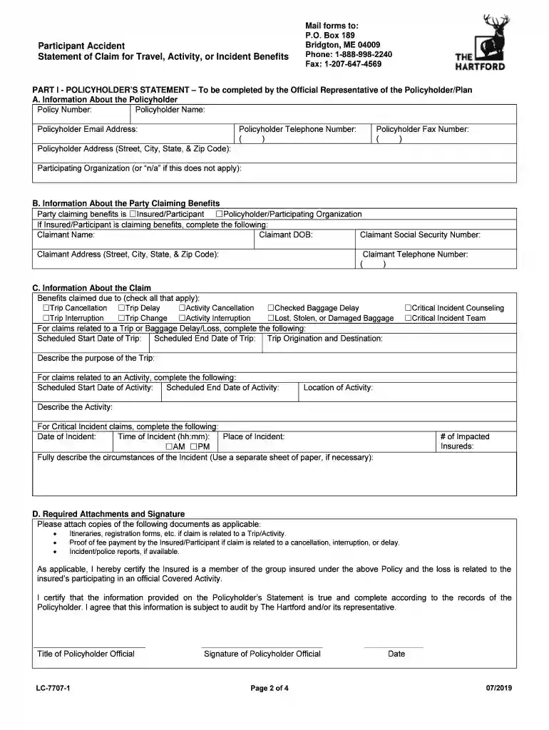 PartAcc Travel Activity Incident Claim Form docx Preview on Page 1
