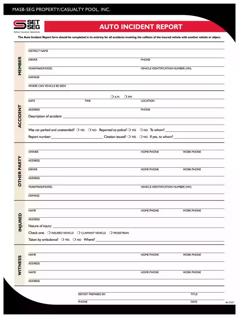 auto incident report form Preview on Page 1