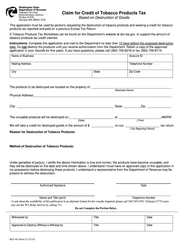 Cigarette Tax - Washington State Department of Revenue Preview on Page 1