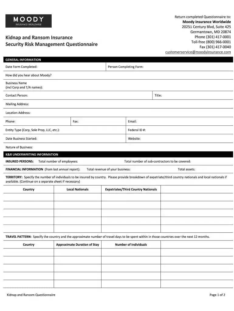 kidnap questionnaire Preview on Page 1