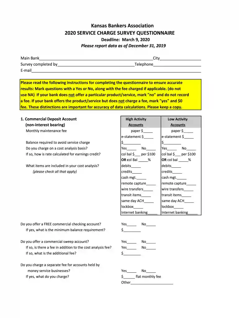 2020 Service Charge Survey - Kansas Bankers Association Preview on Page 1