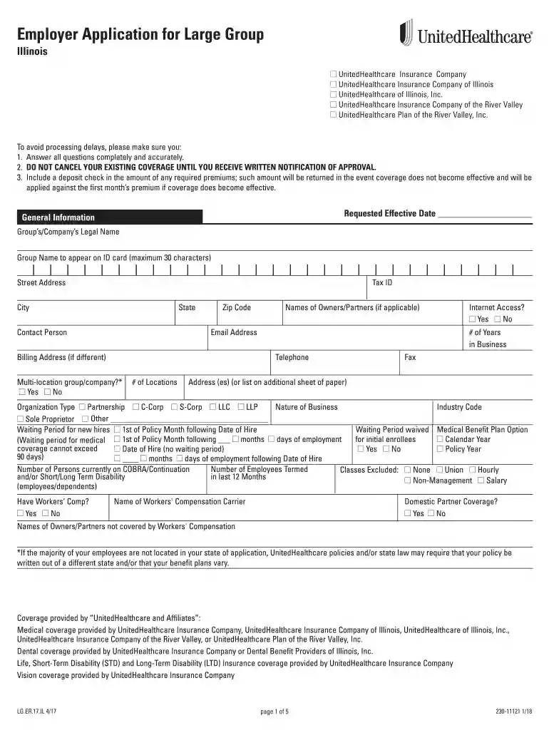 Employee Enrollment Form Illinois - Rogers Benefit Group Preview on Page 1