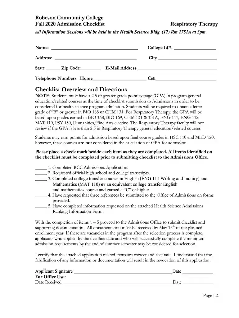 Financial Aid Forms - Robeson Community College Preview on Page 1