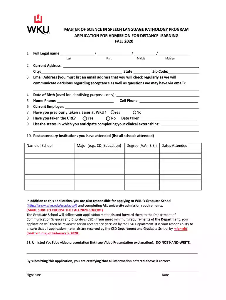 Online Master of Science in Speech Language Pathology Preview on Page 1