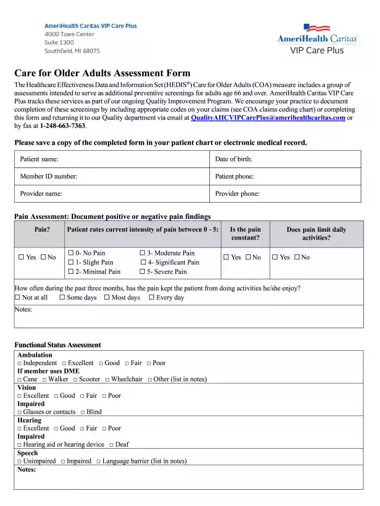 Care of Older Adults Worksheet - HMSA Preview on Page 1