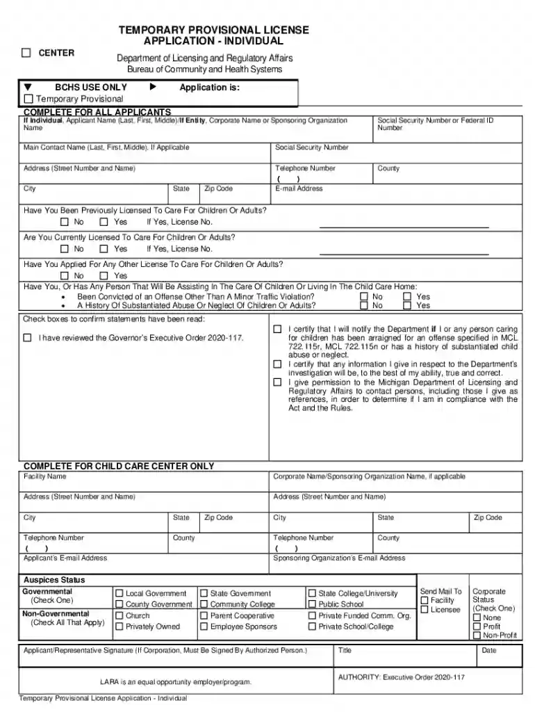 BCAL-1048, CDC Center Application Packet Preview on Page 1