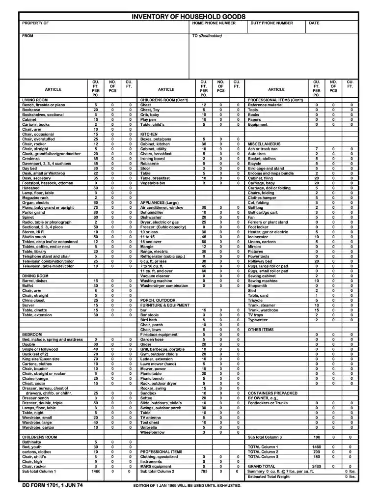 dd form 1701 Preview on Page 1
