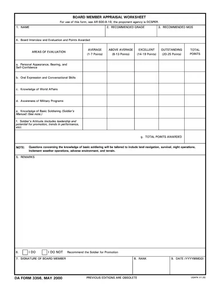 da form 3356 Preview on Page 1