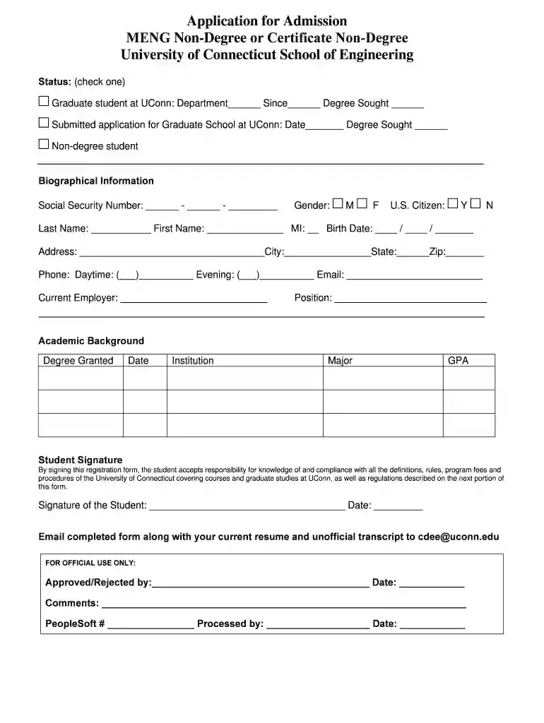 Non-Degree Registration - UConn's Department of Public Policy Preview on Page 1
