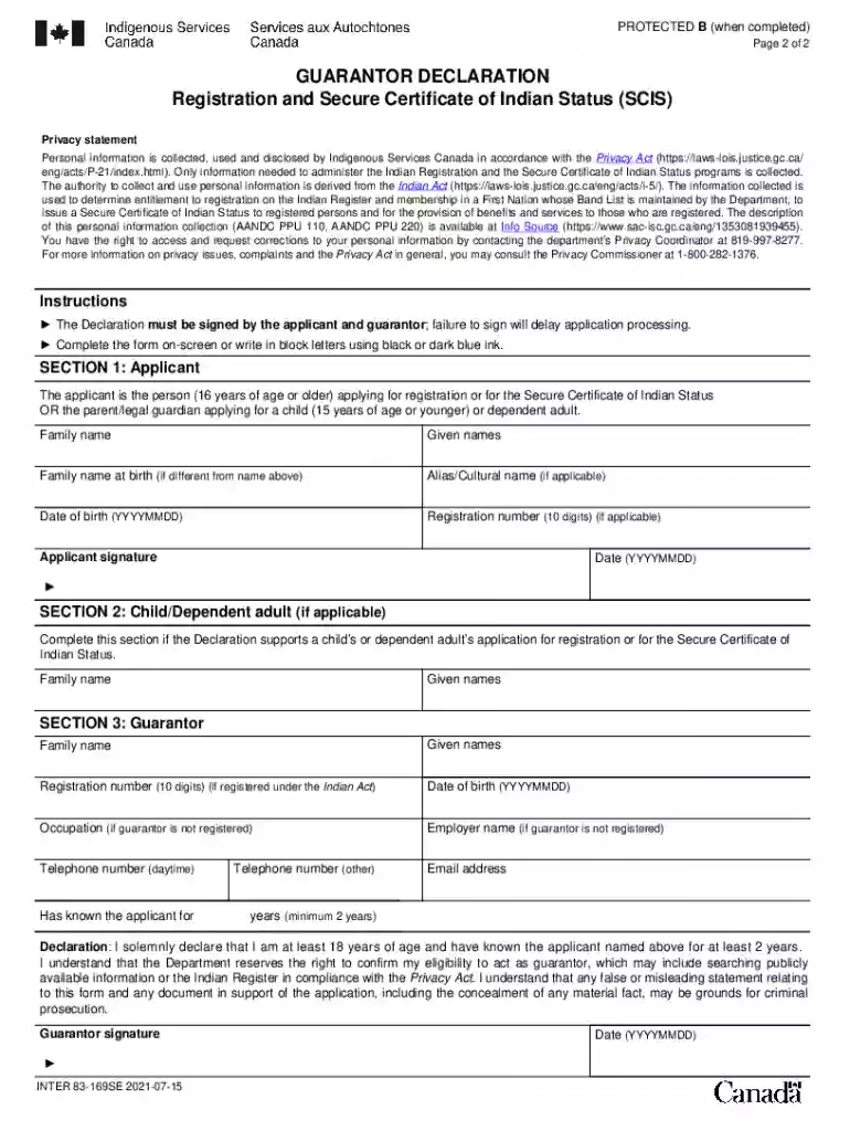 guarantor declaration form Preview on Page 1