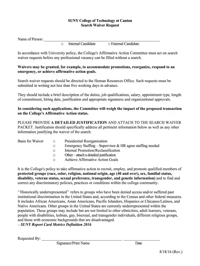 Search Waiver Request Preview on Page 1