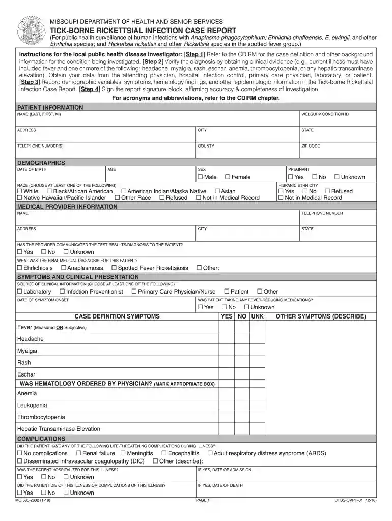 Ehrlichiosis - Missouri Department of Health Preview on Page 1