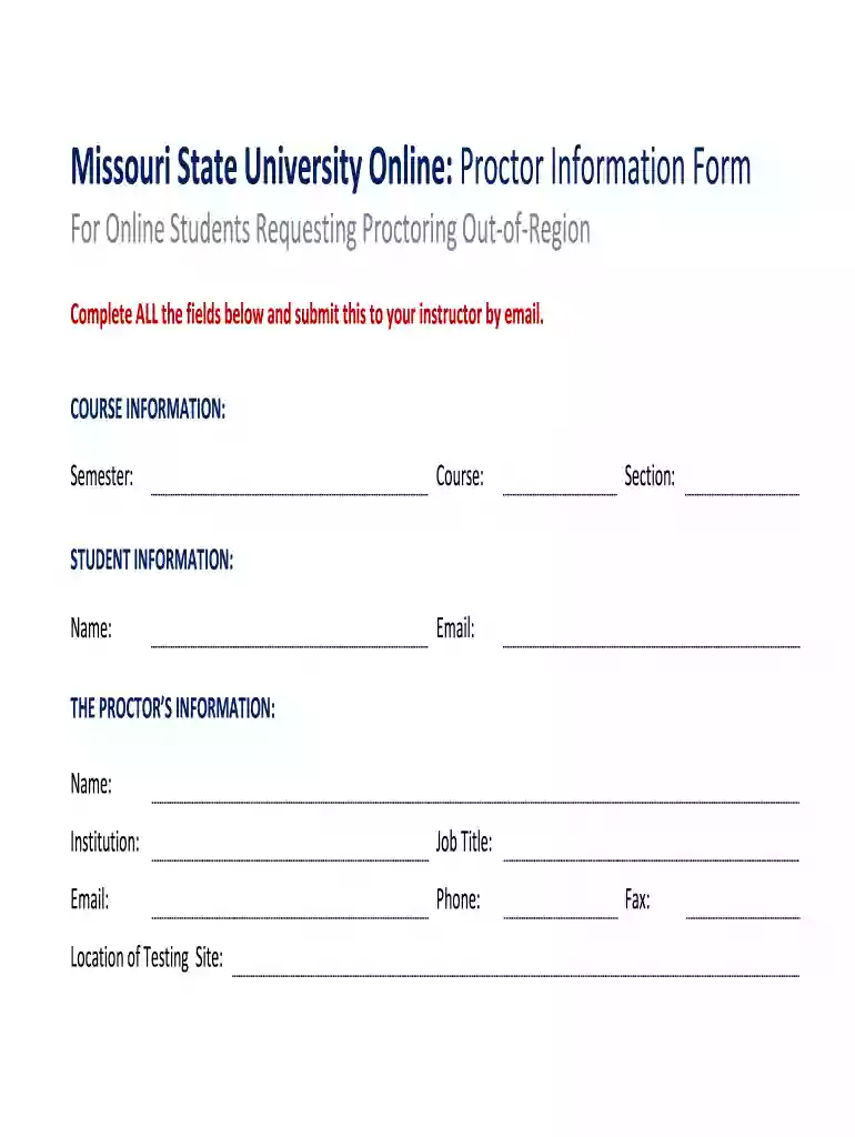 proctor information form Preview on Page 1