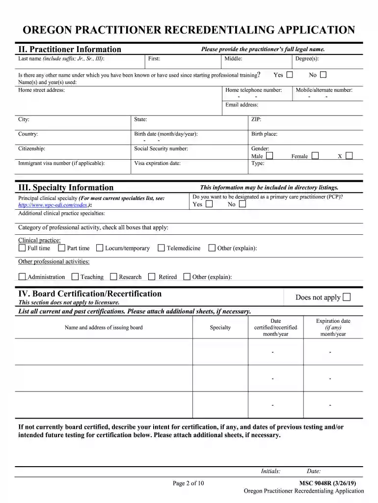me9048r Advisory Committee on Physician Credentialing Information (ACPCI) - Oregon Practitioner Recr Preview on Page 1