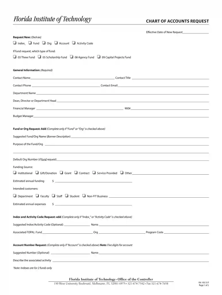 chart accounts request form Preview on Page 1
