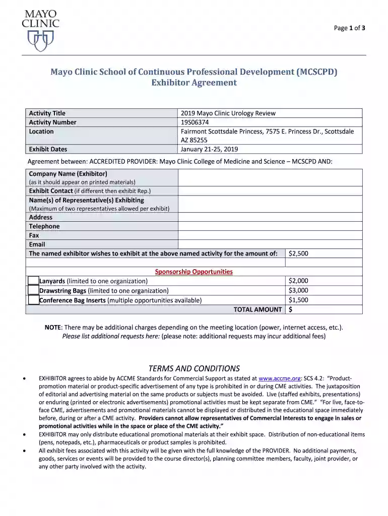 Exhibitor Packet - Mayo Clinic School Preview on Page 1