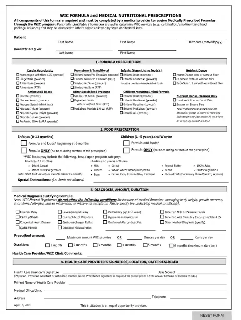 wic formula provider form Preview on Page 1