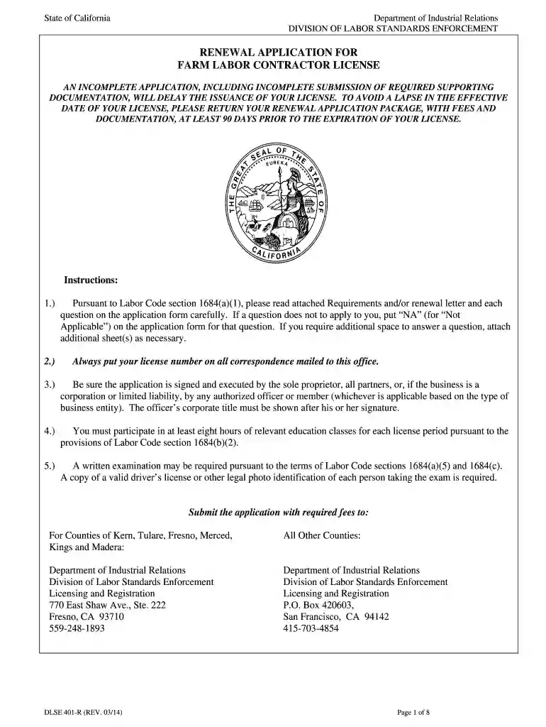 dlse registration services Preview on Page 1