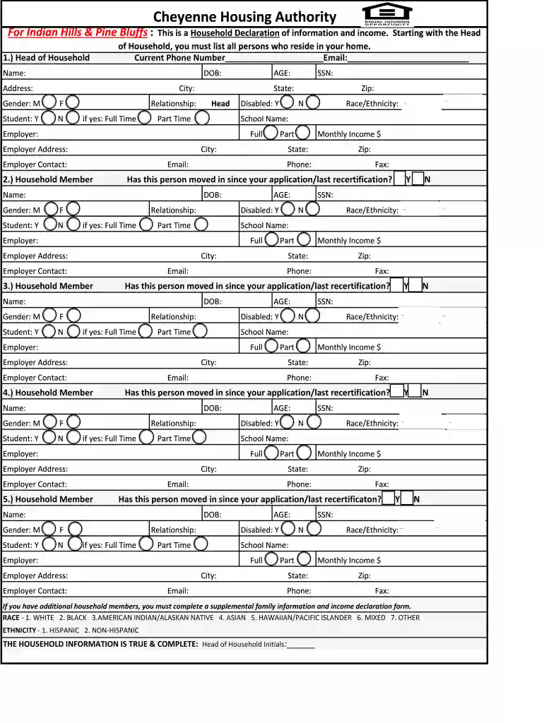 -IndianHillsPineBluffs Household Declaration xlsx Preview on Page 1