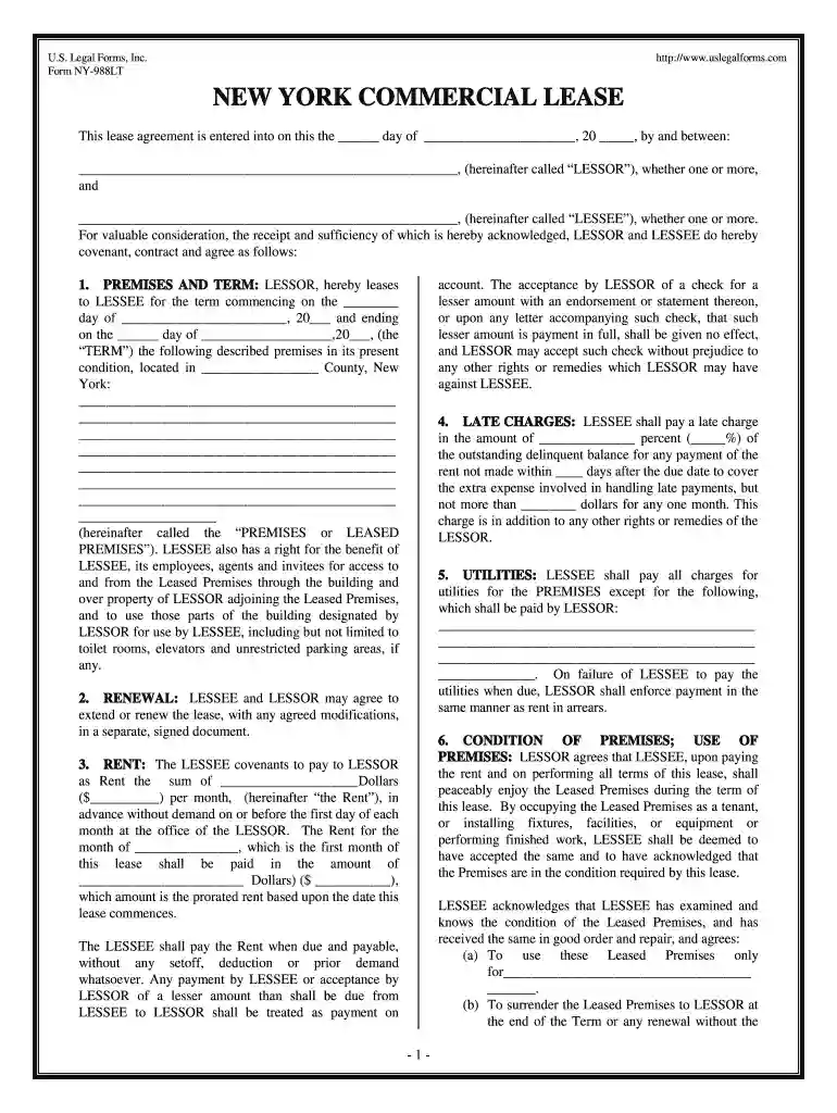 NEW YORK COMMERCIAL LEASE - s3amazonawscom Preview on Page 1