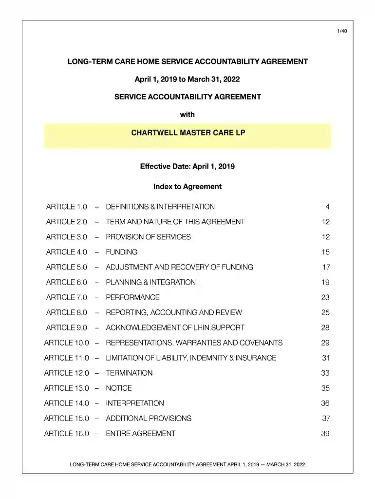 Long-Term Care Home Service Accountability Agreements Preview on Page 1