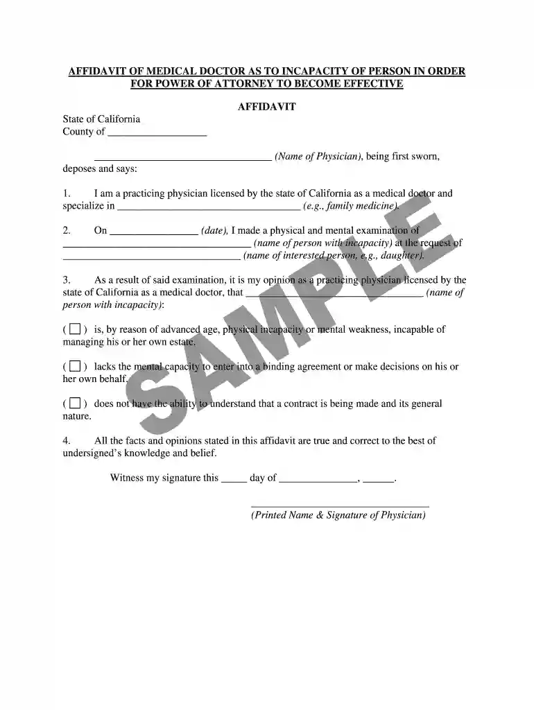 physicians determination of incapacity form Preview on Page 1