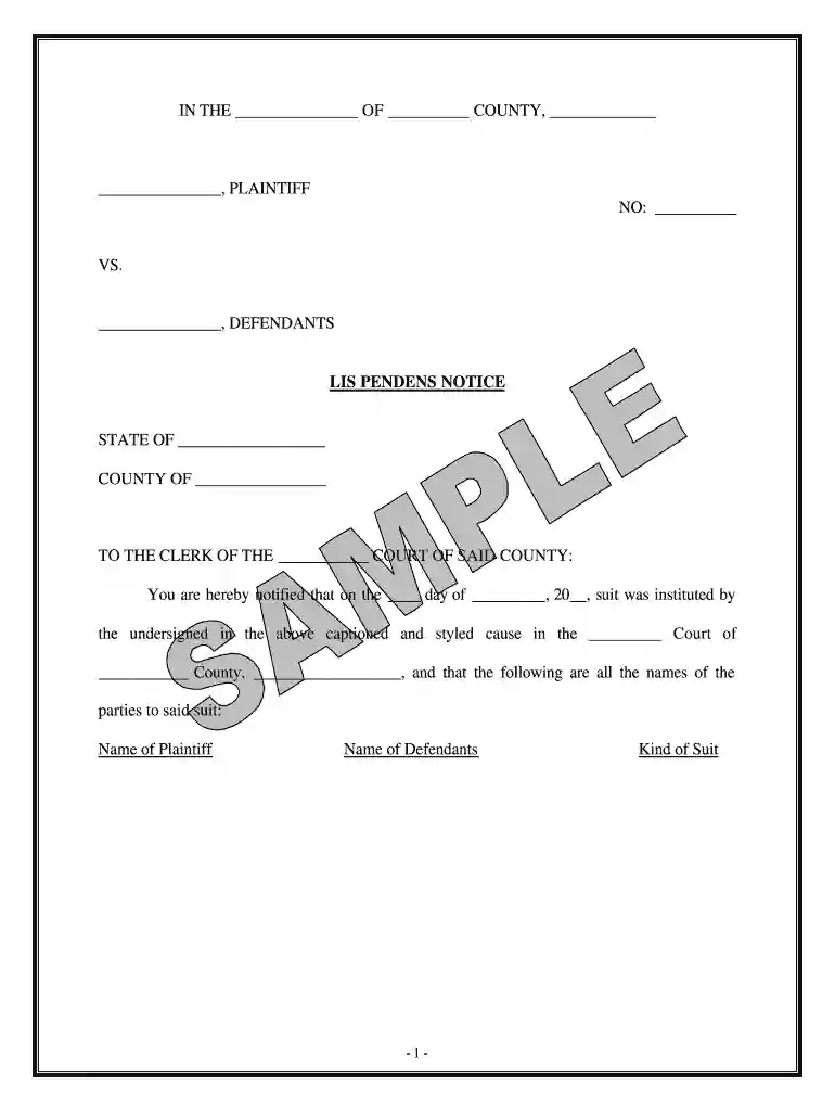 lis pendens Preview on Page 1