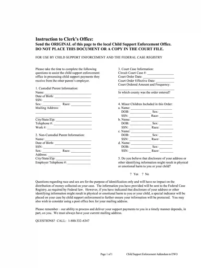 CSEA EWO Addendum - courts state md Preview on Page 1