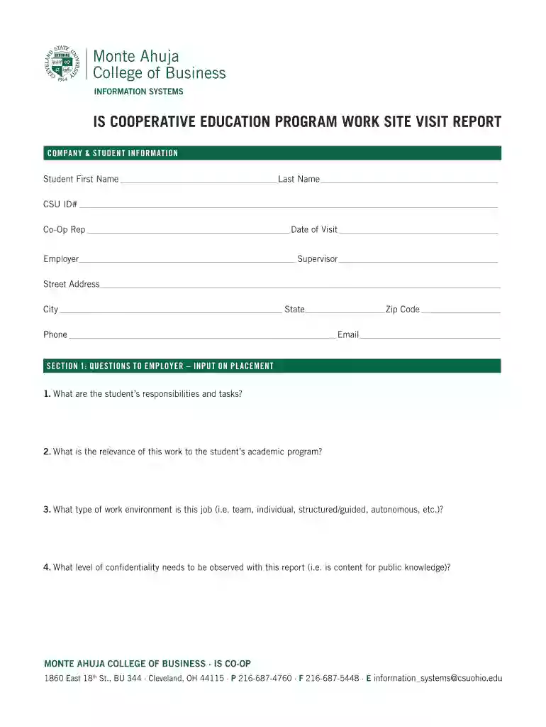 Co-op Frequently Asked QuestionsCleveland State University Preview on Page 1