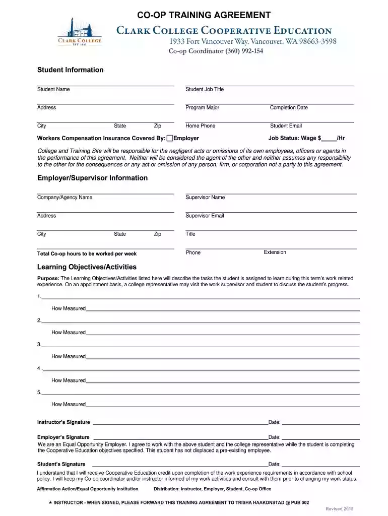cooperative training agreement Preview on Page 1