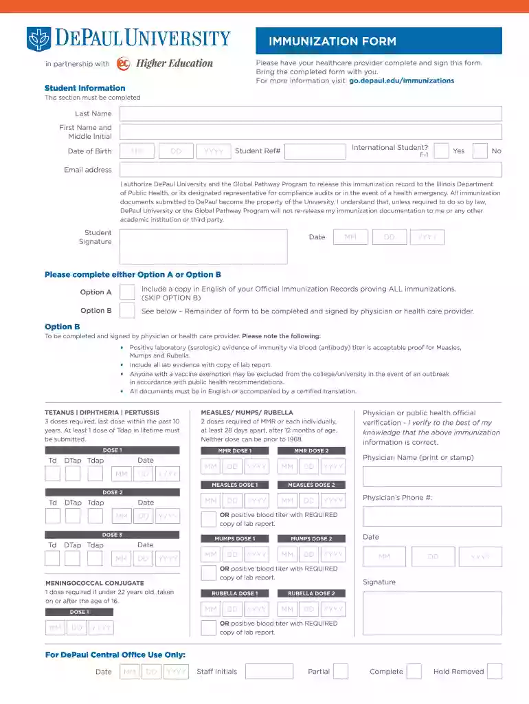 illinois immunization form Preview on Page 1